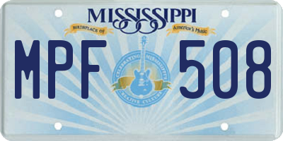 MS license plate MPF508