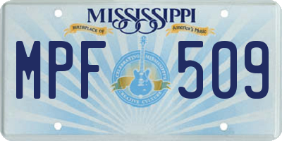 MS license plate MPF509