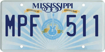 MS license plate MPF511