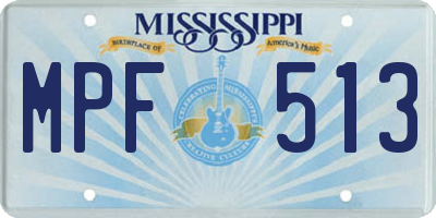 MS license plate MPF513