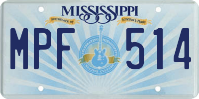 MS license plate MPF514