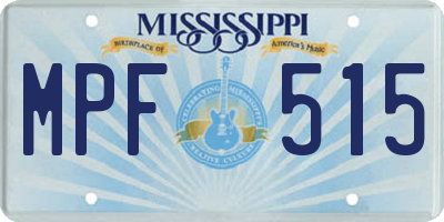 MS license plate MPF515