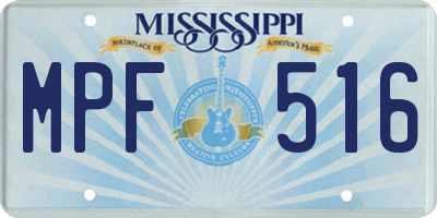 MS license plate MPF516