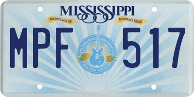 MS license plate MPF517