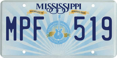 MS license plate MPF519