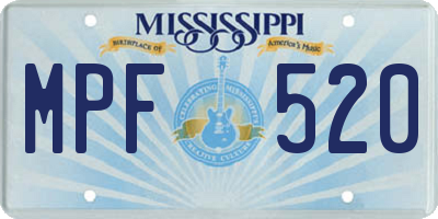 MS license plate MPF520