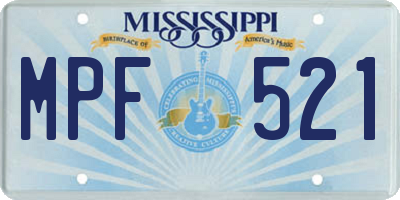 MS license plate MPF521