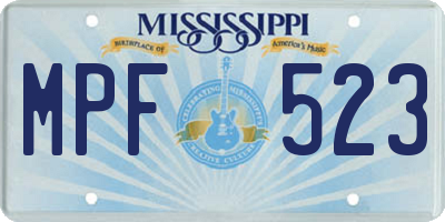 MS license plate MPF523