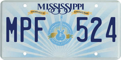 MS license plate MPF524