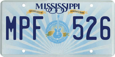 MS license plate MPF526