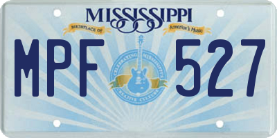 MS license plate MPF527