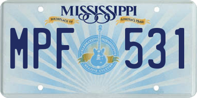 MS license plate MPF531