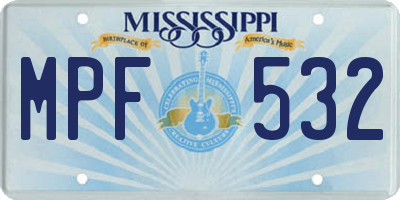 MS license plate MPF532