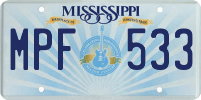MS license plate MPF533