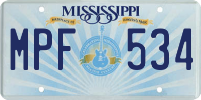 MS license plate MPF534