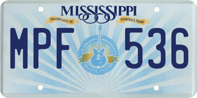 MS license plate MPF536