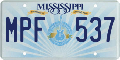 MS license plate MPF537