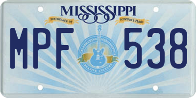 MS license plate MPF538