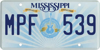 MS license plate MPF539