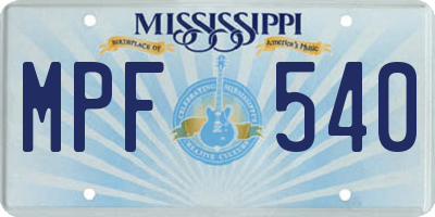 MS license plate MPF540