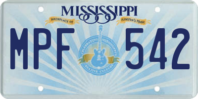 MS license plate MPF542