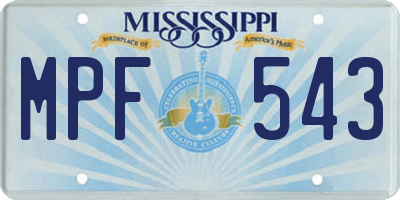 MS license plate MPF543