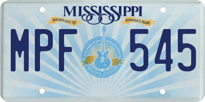 MS license plate MPF545
