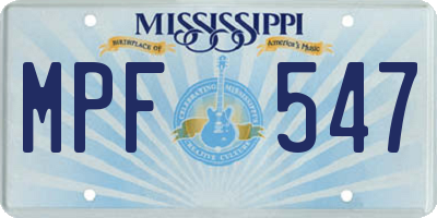 MS license plate MPF547