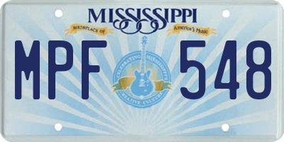 MS license plate MPF548