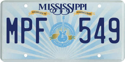 MS license plate MPF549