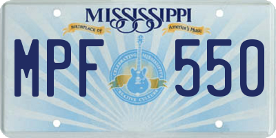 MS license plate MPF550