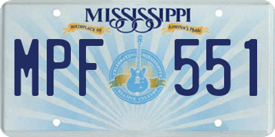 MS license plate MPF551