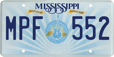 MS license plate MPF552