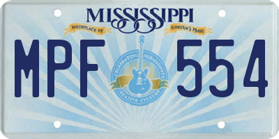 MS license plate MPF554