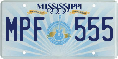MS license plate MPF555
