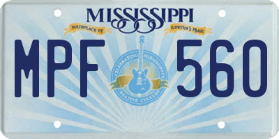 MS license plate MPF560