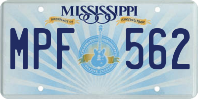MS license plate MPF562