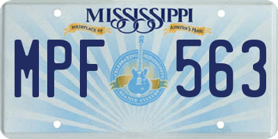 MS license plate MPF563