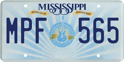 MS license plate MPF565