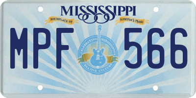 MS license plate MPF566