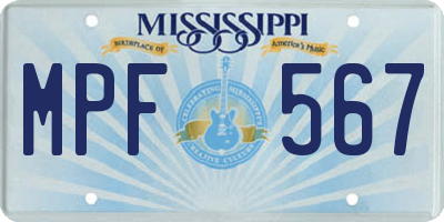 MS license plate MPF567