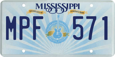 MS license plate MPF571