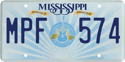MS license plate MPF574