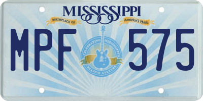 MS license plate MPF575