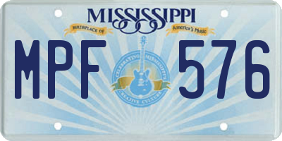 MS license plate MPF576