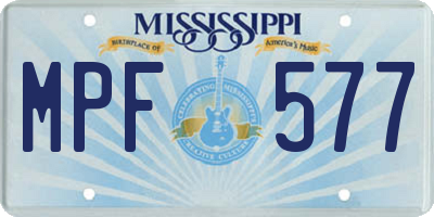 MS license plate MPF577
