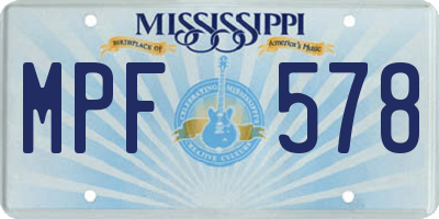 MS license plate MPF578