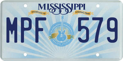 MS license plate MPF579