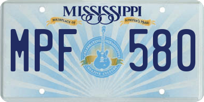 MS license plate MPF580