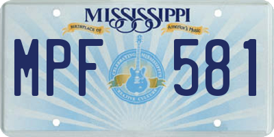MS license plate MPF581